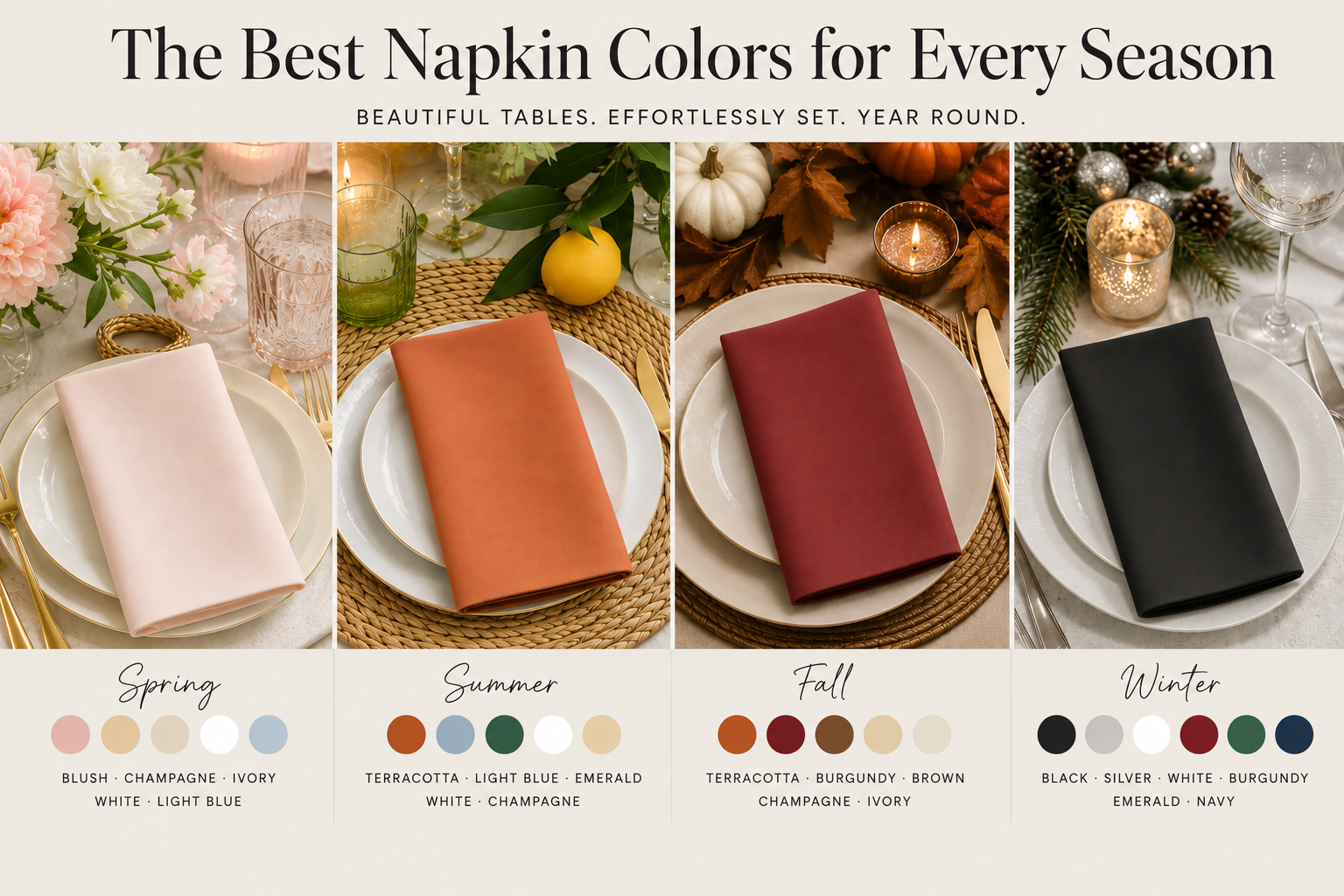 The Best Napkin Colors for Every Season: A Guide to Year-Round Table Styling