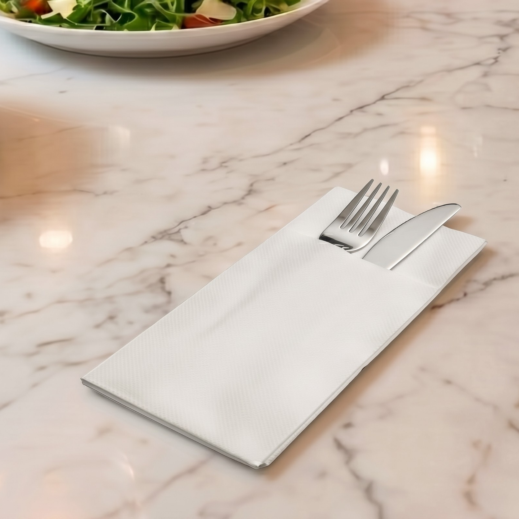 Blue Bistro Pocket Napkin with festive holiday setting