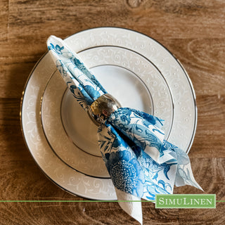 SimuLinen Gold Floral Signature Dinner Napkins