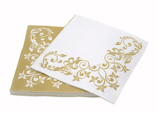 16"x16" SimuLinen Gallery Dinner Napkins - Splendor Gold & White  24ct **FINAL SALE**