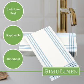 12"x17" SimuLinen - Blue Plaid - Guest Towel 24ct ** FINAL SALE**