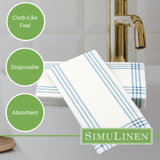 12"x17" SimuLinen Signature Blue Plaid Guest Towel