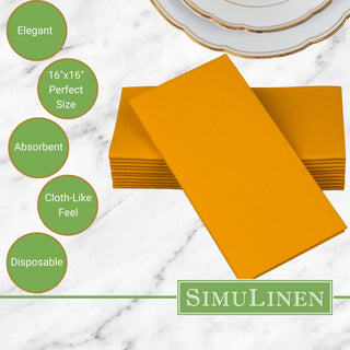 Signature Color Disposable Dinner Napkin Bullet Points. Elegant. 16"x16" - Perfect size. Absorbent. Cloth-Like feel. Disposable.