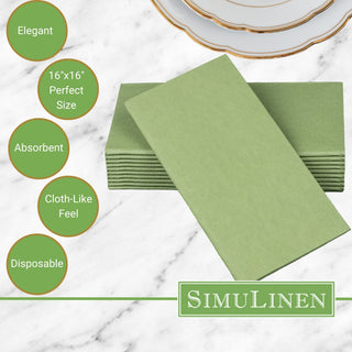 Signature Color Disposable Dinner Napkin Bullet Points. Elegant. 16"x16" - Perfect size. Absorbent. Cloth-Like feel. Disposable.