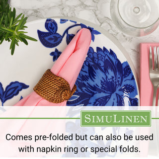 Comes pre-folded but can also be used with a napkin ring or special folds.
