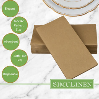 Signature Color Disposable Dinner Napkin Bullet Points. Elegant. 16"x16" - Perfect size. Absorbent. Cloth-Like feel. Disposable.