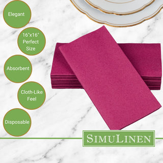 Signature Color Disposable Dinner Napkin Bullet Points. Elegant. 16"x16" - Perfect size. Absorbent. Cloth-Like feel. Disposable.