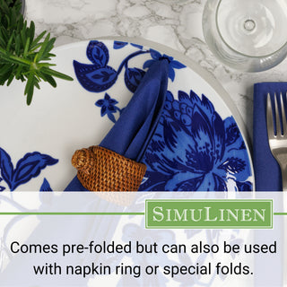 Comes pre-folded but can also be used with a napkin ring or special folds.