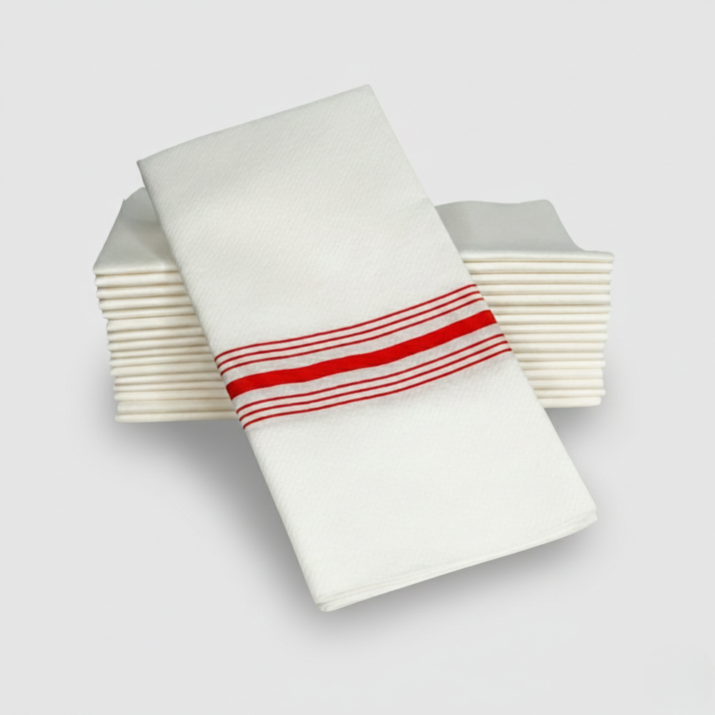 Red bistro stripe select SimuLinen dinner napkin