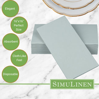 Signature Color Disposable Dinner Napkin Bullet Points. Elegant. 16"x16" - Perfect size. Absorbent. Cloth-Like feel. Disposable.