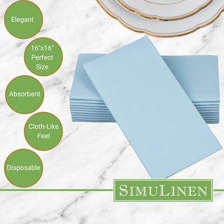 Signature Color Disposable Dinner Napkin Bullet Points. Elegant. 16"x16" - Perfect size. Absorbent. Cloth-Like feel. Disposable.