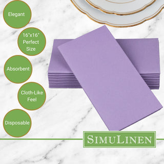 Signature Color Disposable Dinner Napkin Bullet Points. Elegant. 16"x16" - Perfect size. Absorbent. Cloth-Like feel. Disposable.