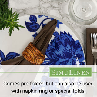 Comes pre-folded but can also be used with a napkin ring or special folds.