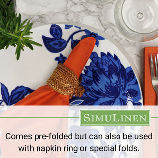 Comes pre-folded but can also be used with a napkin ring or special folds.