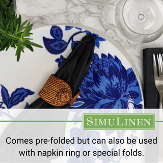 Comes pre-folded but can also be used with a napkin ring or special folds.