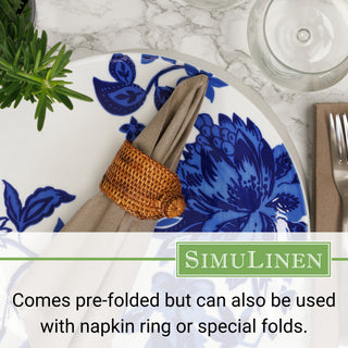 Comes pre-folded but can also be used with a napkin ring or special folds.