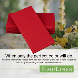 When only the perfect color will do. With over 20 colors to choose from. You can count on SimuLinen to have the perfect color for your wedding, shower, or other celebration.