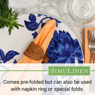 Comes pre-folded but can also be used with a napkin ring or special folds.