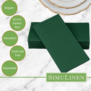 Signature Color Disposable Dinner Napkin Bullet Points. Elegant. 16"x16" - Perfect size. Absorbent. Cloth-Like feel. Disposable.