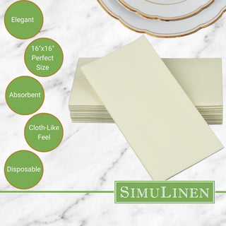 Signature Color Disposable Dinner Napkin Bullet Points. Elegant. 16"x16" - Perfect size. Absorbent. Cloth-Like feel. Disposable.