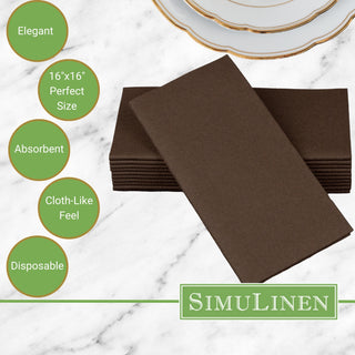 Signature Color Disposable Dinner Napkin Bullet Points. Elegant. 16"x16" - Perfect size. Absorbent. Cloth-Like feel. Disposable.