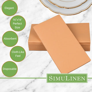 Signature Color Disposable Dinner Napkin Bullet Points. Elegant. 16"x16" - Perfect size. Absorbent. Cloth-Like feel. Disposable.