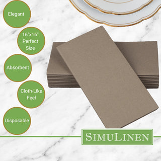 Signature Color Disposable Dinner Napkin Bullet Points. Elegant. 16"x16" - Perfect size. Absorbent. Cloth-Like feel. Disposable.