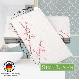 Proudly Made in Germany and Kosher Certified. Folded guest towel dimensions: 8.5" long by 4" wide.