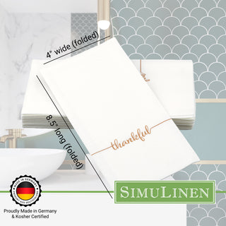 Proudly Made in Germany and Kosher Certified. Folded guest towel dimensions: 8.5" long by 4" wide.