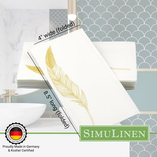 Proudly Made in Germany and Kosher Certified. Folded guest towel dimensions: 8.5" long by 4" wide.