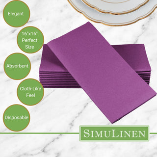 Signature Color Disposable Dinner Napkin Bullet Points. Elegant. 16"x16" - Perfect size. Absorbent. Cloth-Like feel. Disposable.
