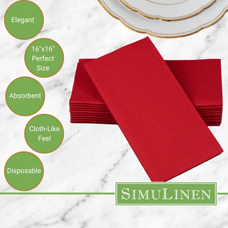 Signature Color Disposable Dinner Napkin Bullet Points. Elegant. 16"x16" - Perfect size. Absorbent. Cloth-Like feel. Disposable.
