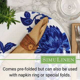 Comes pre-folded but can also be used with a napkin ring or special folds.