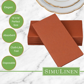Signature Color Disposable Dinner Napkin Bullet Points. Elegant. 16"x16" - Perfect size. Absorbent. Cloth-Like feel. Disposable.