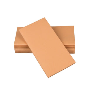SimuLinen Apricot Dinner napkins. These are a light orange/peach colored disposable napkin.