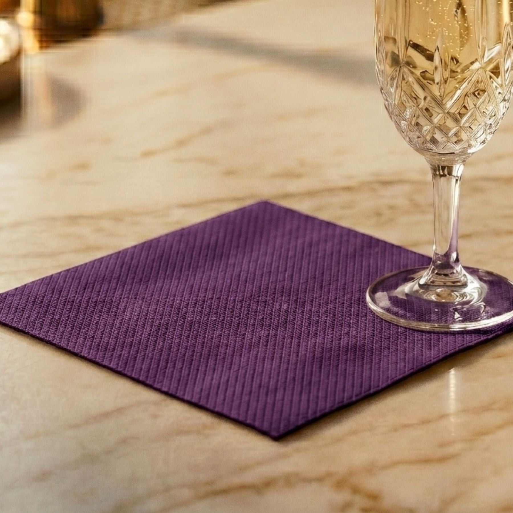 PURPLE AUBERGINE Disposable Cocktail Napkins — Cloth-Like Airlaid 10x10"