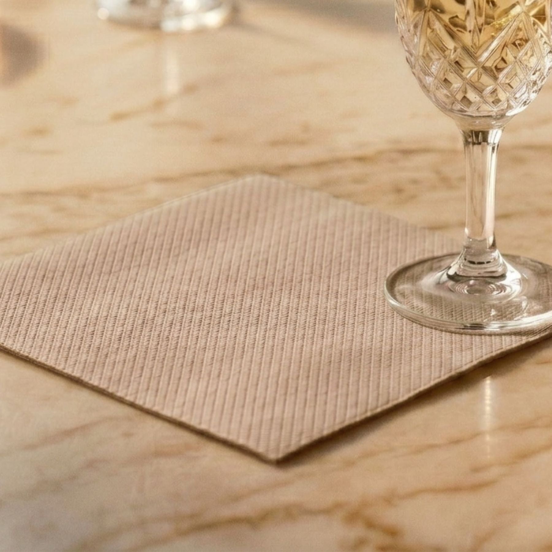 BEIGE GREY Disposable Cocktail Napkins — Cloth-Like Airlaid 10x10"