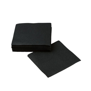 SimuLinen black beverage napkins.