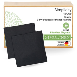 13"x13" SimuLinen Simplicity Collection - Black - Pack of 30