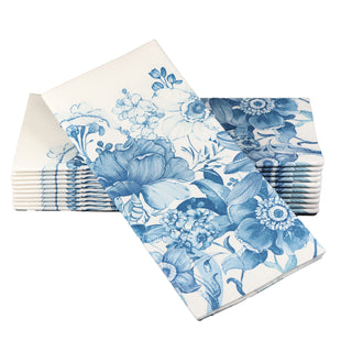 SimuLinen Blue Garden Disposable luxury paper Dinner Napkins.