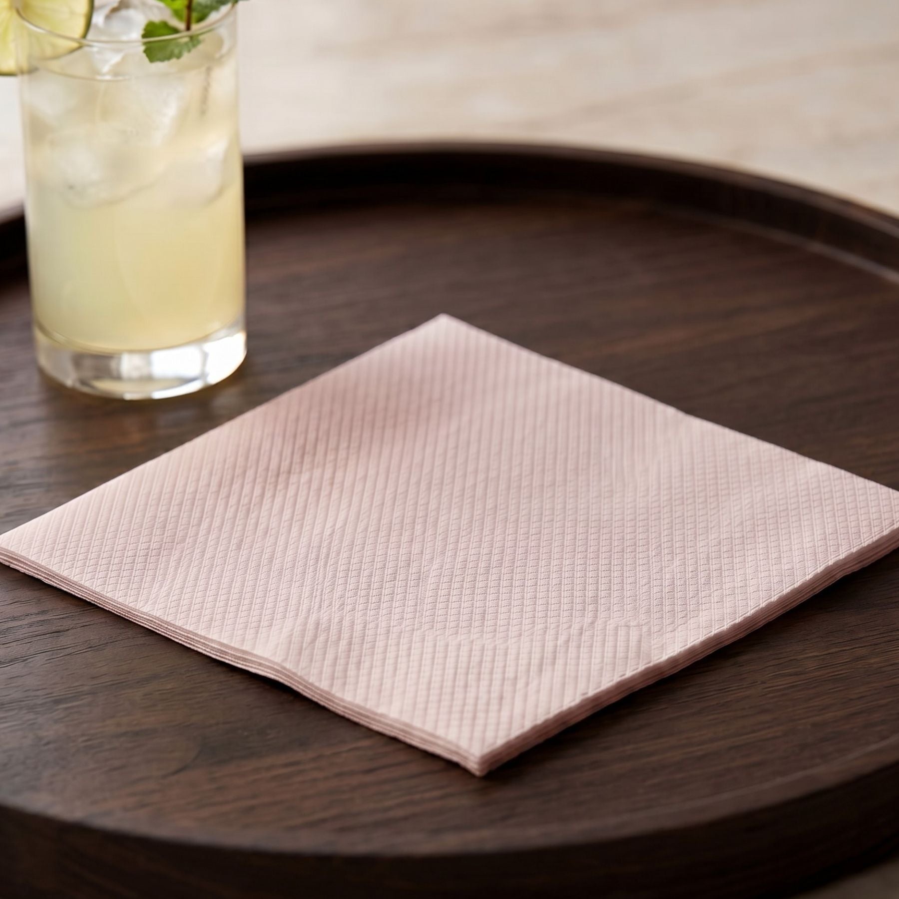 LIGHT PINK Disposable Cocktail Napkins — Cloth-Like Airlaid 10x10"