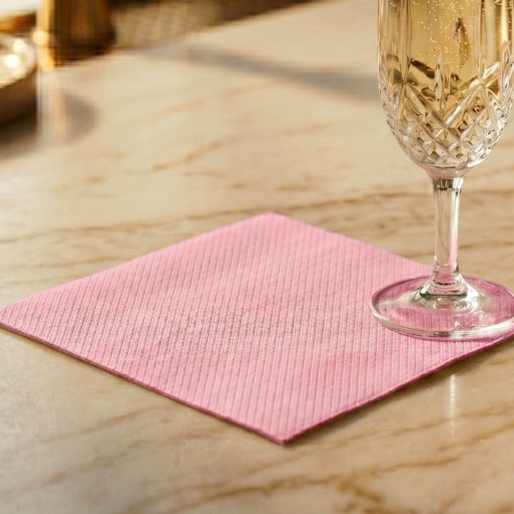 BUBBLE GUM PINK Disposable Cocktail Napkins — Cloth-Like Airlaid 10x10"