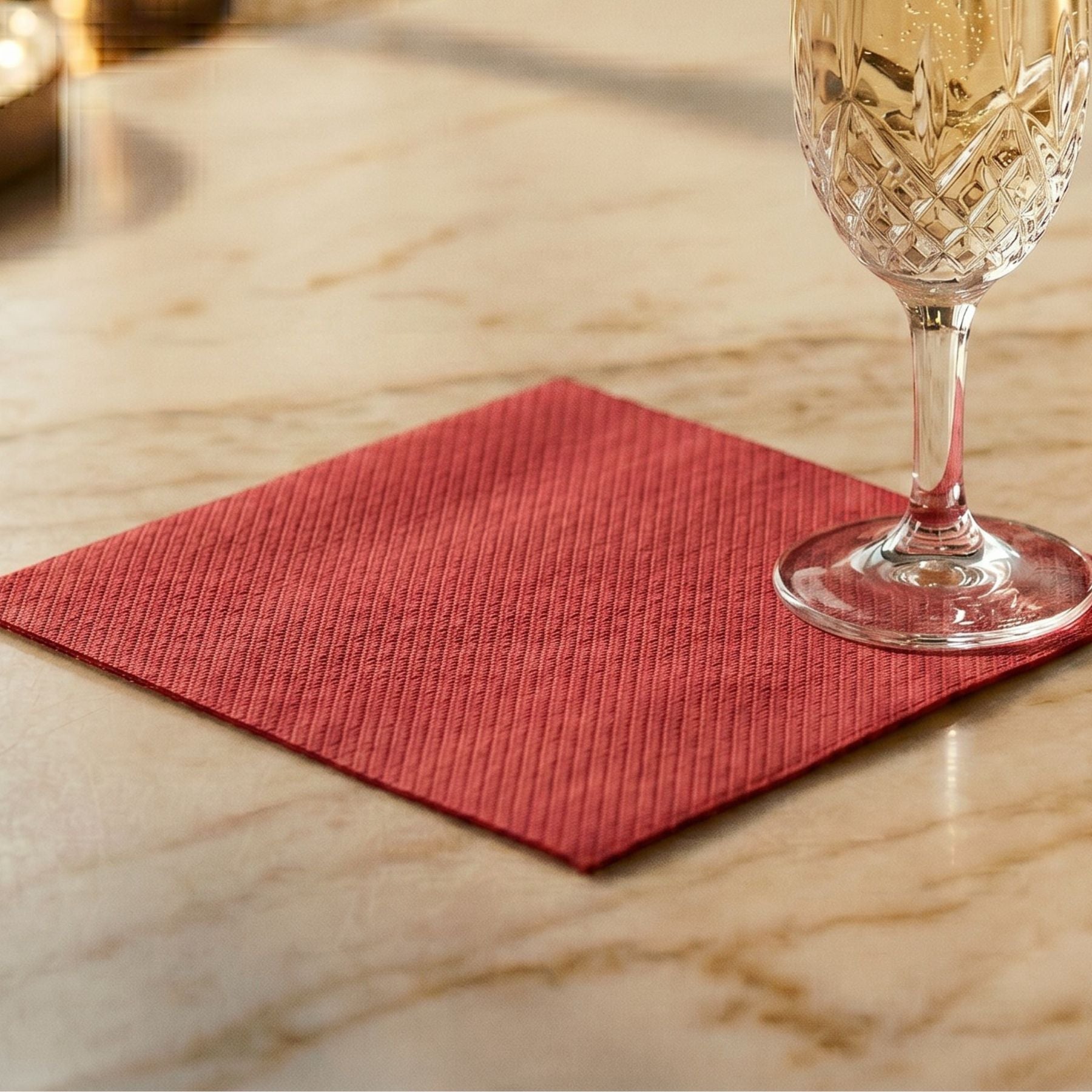 BURGUNDY RED Disposable Cocktail Napkins — Cloth-Like Airlaid 10x10"