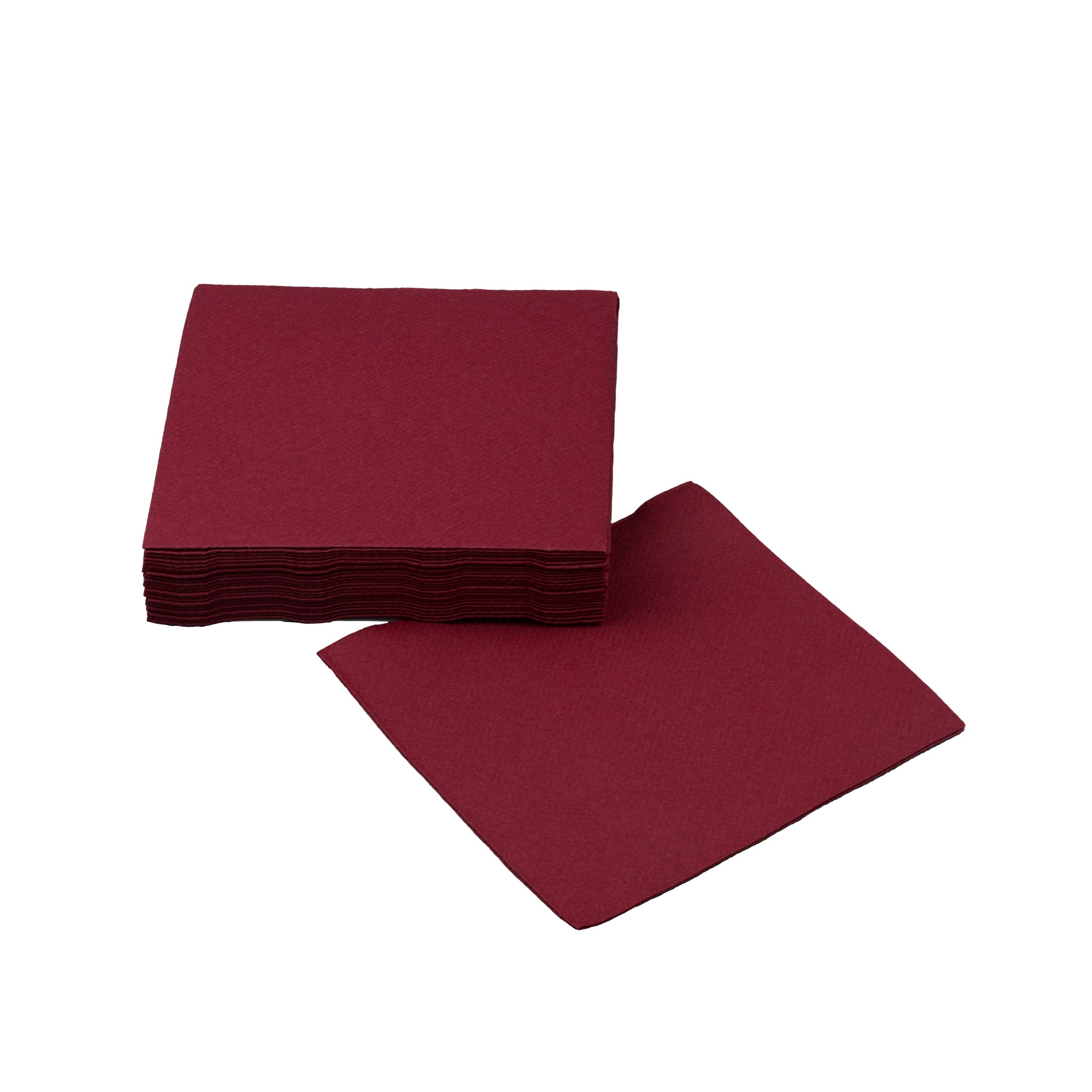 SimuLinen burgundy beverage napkins.