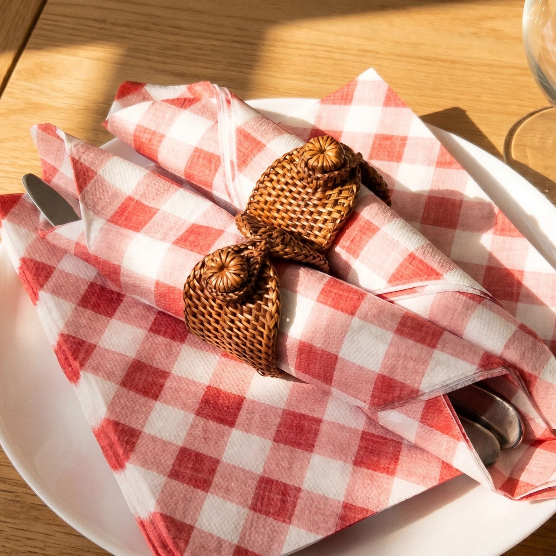 RED GINGHAM ClassicPoint Disposable Dinner Napkins — Premium UltraPly 16x16" (50 count)