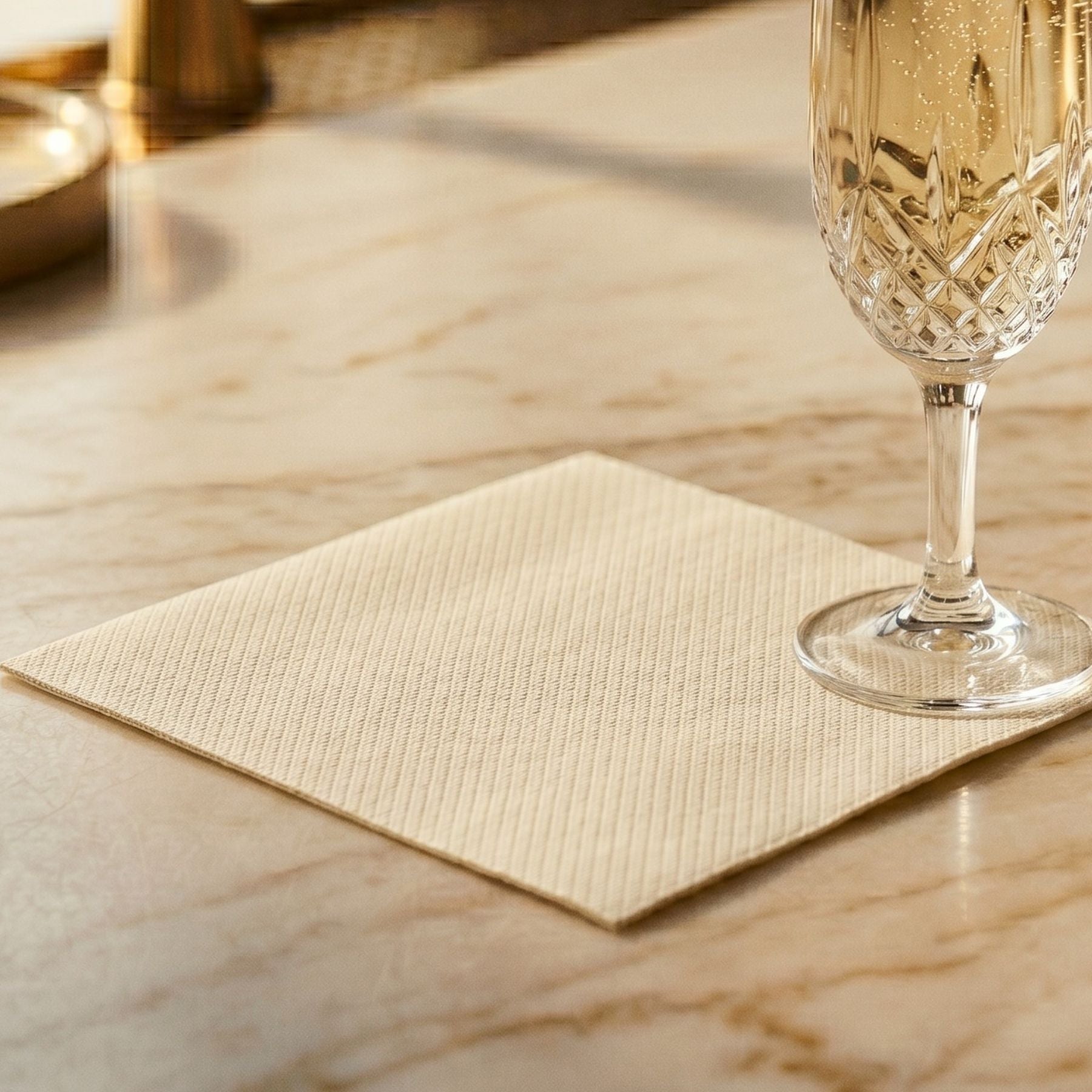 CHAMPAGNE IVORY Disposable Cocktail Napkins — Cloth-Like Airlaid 10x10"