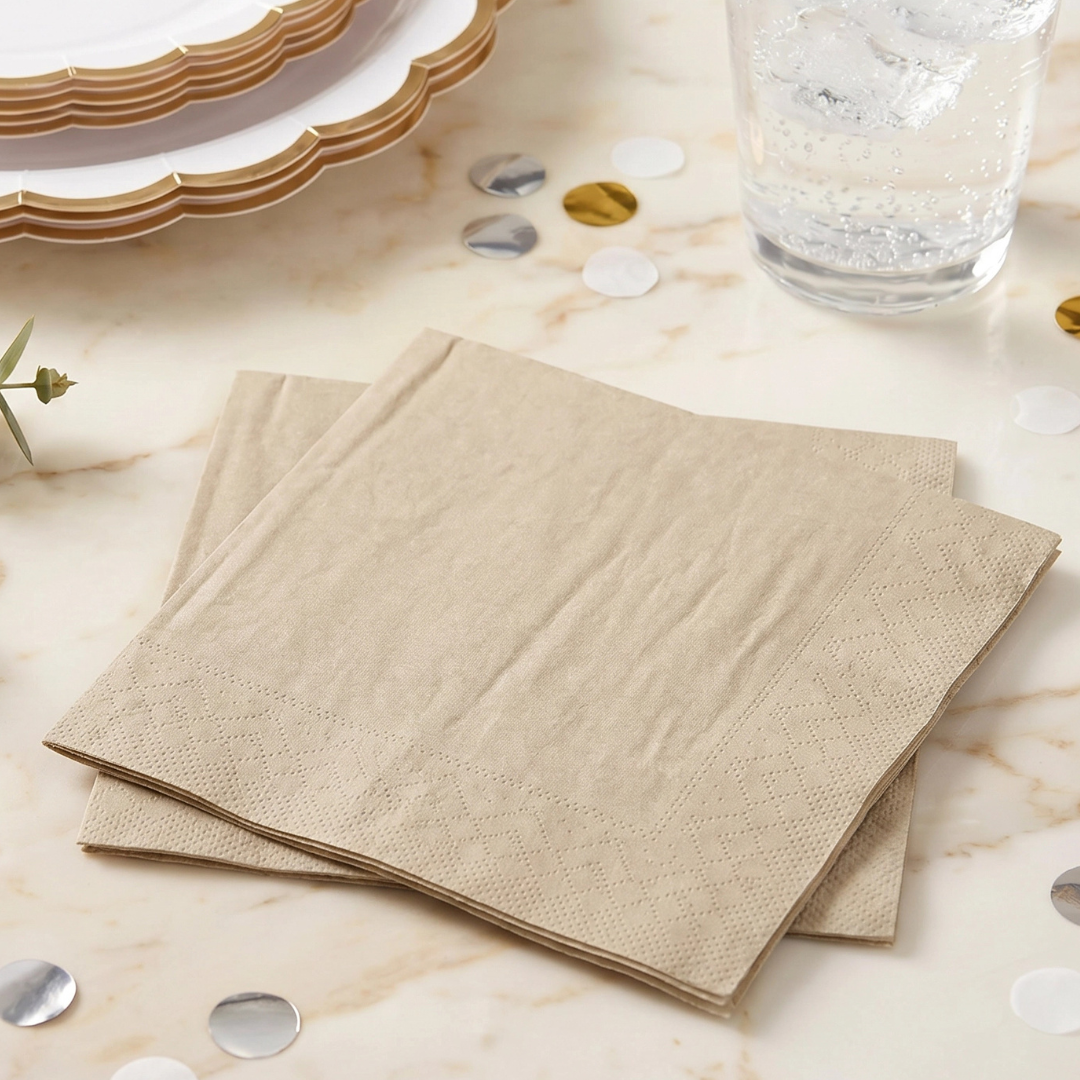 CHAMPAGNE GOLD Simplicity Disposable Napkins — Premium 3-Ply 13x13"