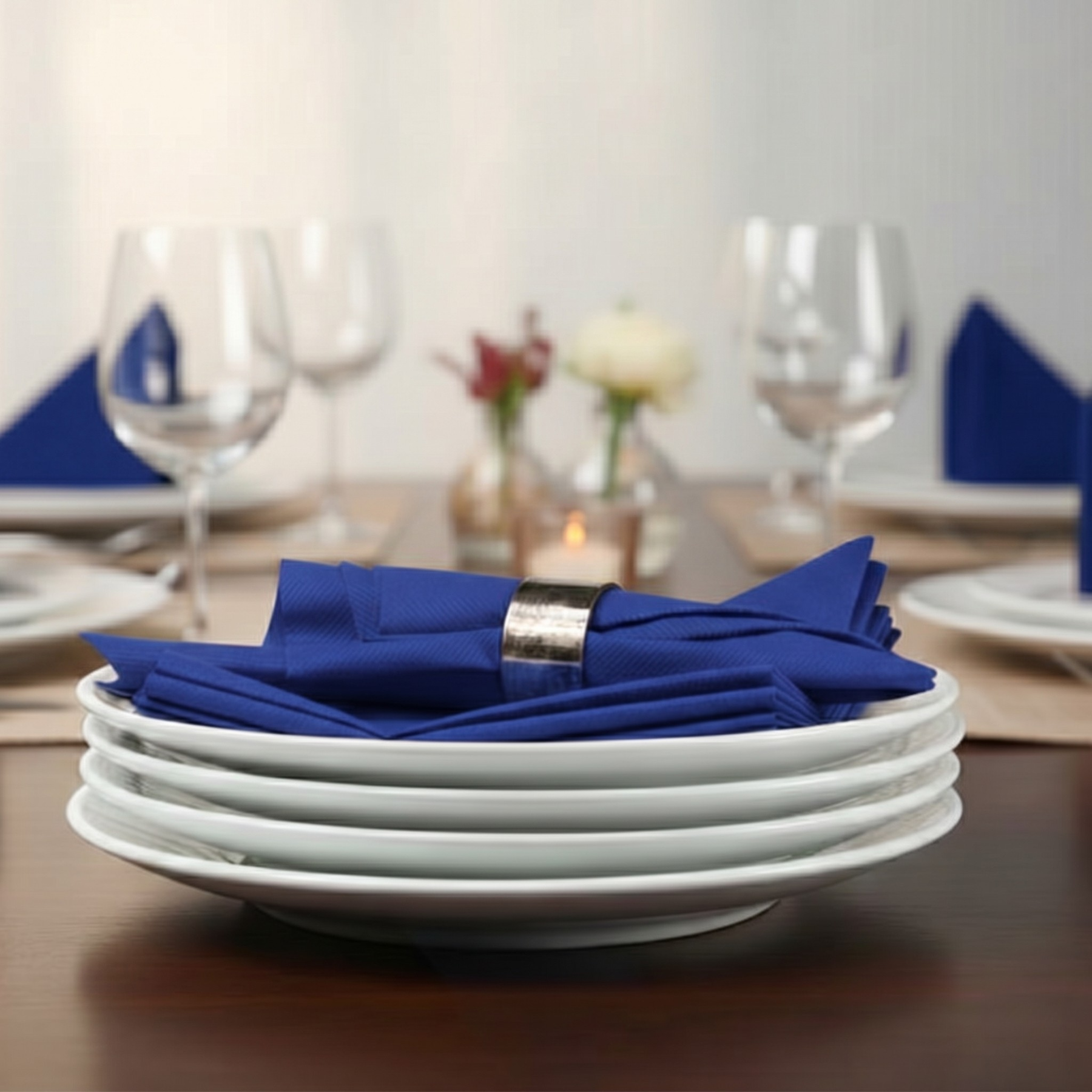 DARK NAVY BLUE Disposable Dinner Napkins — Flat, Unfolded Airlaid 16x16" 500ct Bulk