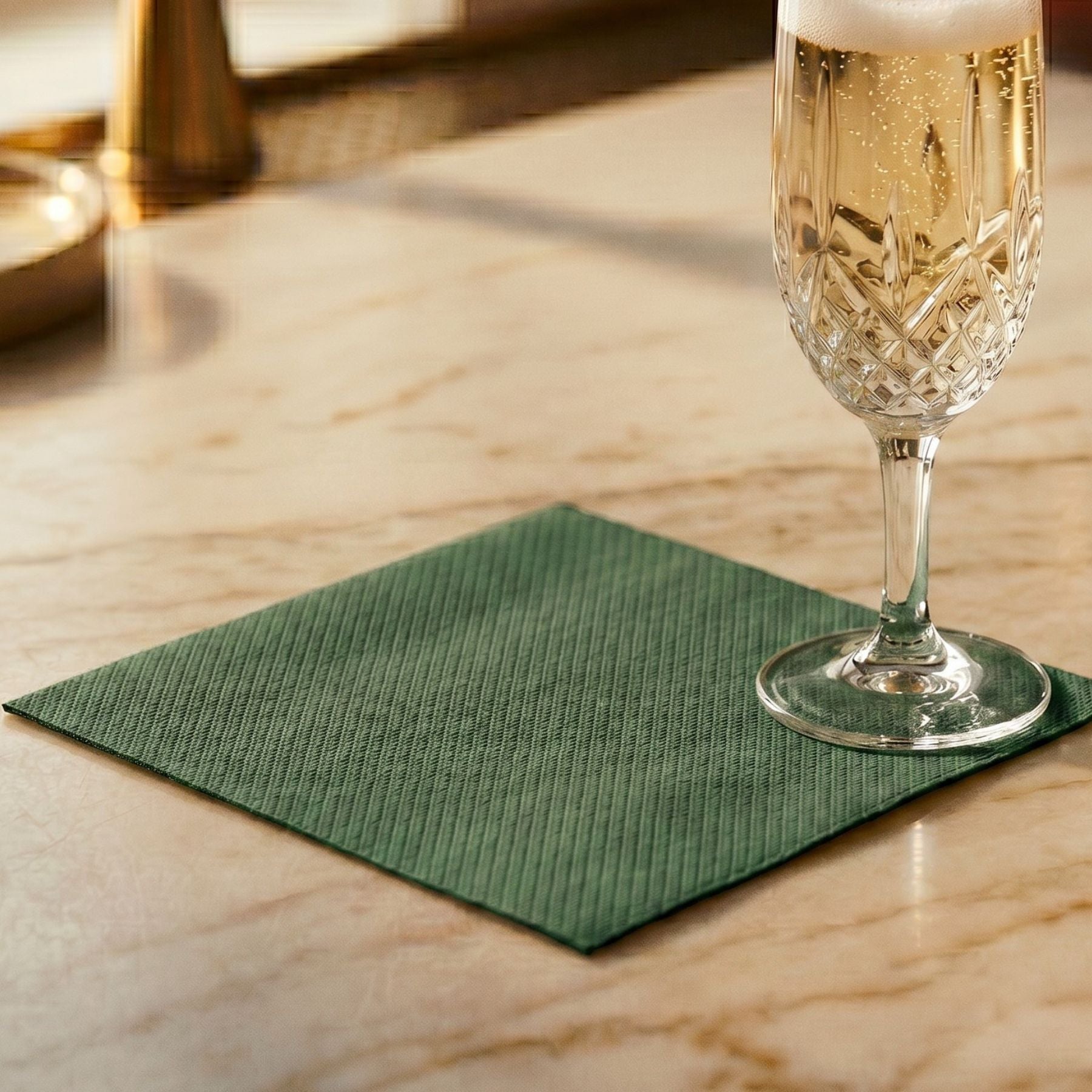 DARK HUNTER GREEN Disposable Cocktail Napkins — Cloth-Like Airlaid 10x10"