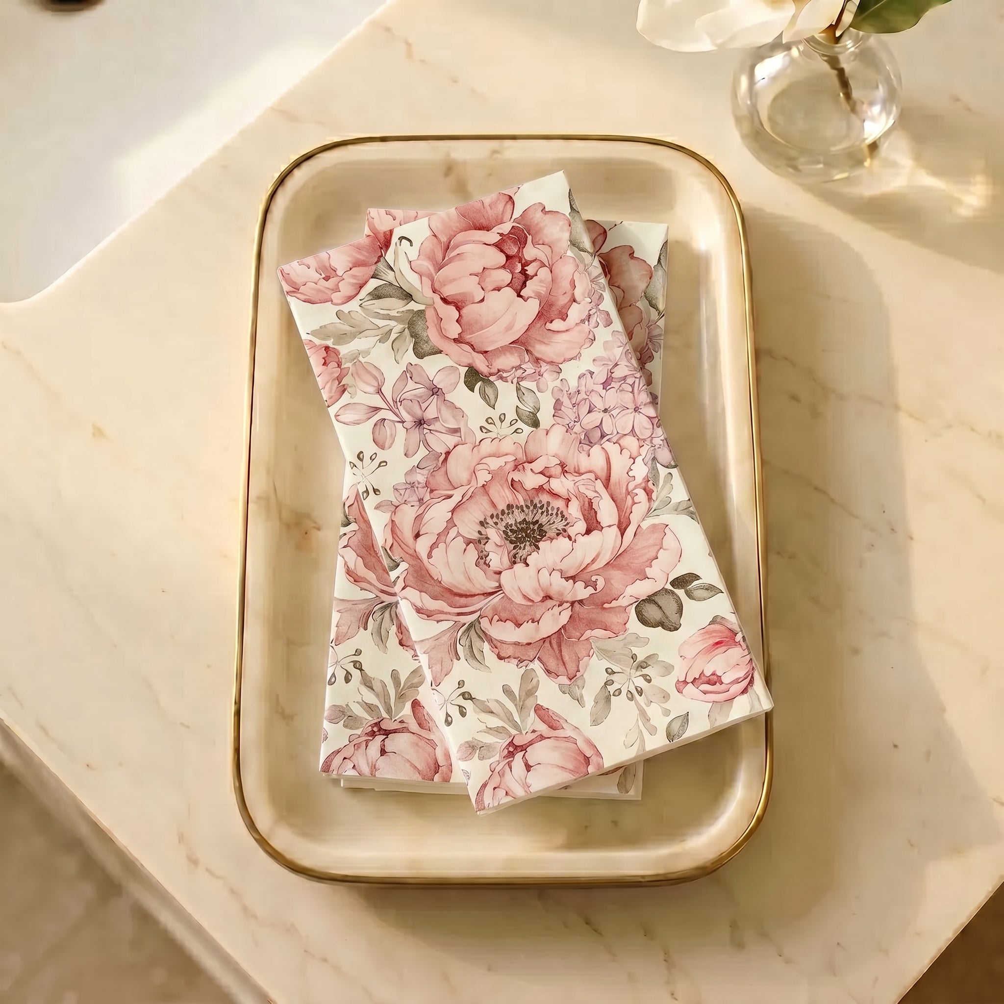 PINK FLORAL GARDEN Disposable Guest Towels — Cloth-Like Airlaid 12x17"